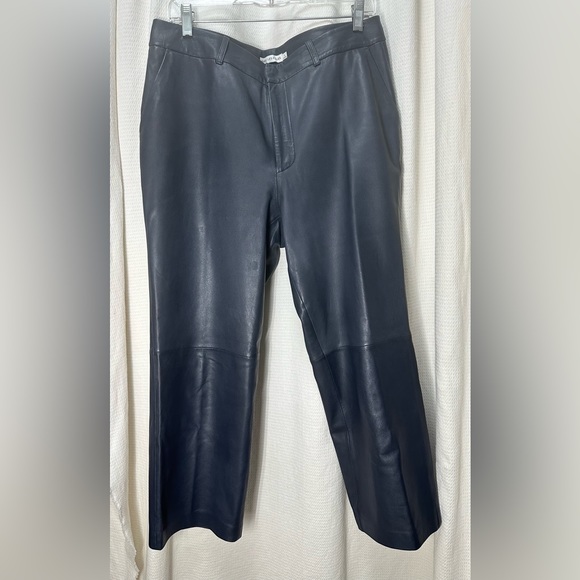 Avec Les Filles real leather large pants blue-gray - Picture 3 of 7